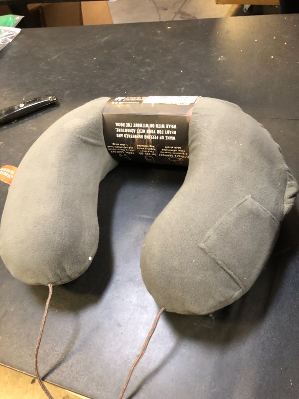 Photo 1 of GRAND TRUNK Hooded Travel Pillow - Memory Foam Neck Support with Light-Blocking Hood & Carry Bag for Airplane & Car Travel (Slate Grey)