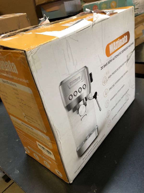 Photo 1 of MAttinata Espresso Machine 20 Bar, Compact Stainless Steel Espresso Maker, Cappuccino Latte Machines With Steam Milk Frother Wand For Home, Office Aviator