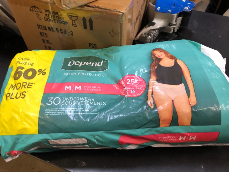 Photo 1 of Depend Fresh Protection Adult Incontinence & Postpartum Bladder Leak Underwear for Women, Disposable, Maximum, Medium, Blush, 30 Count, Packaging May Vary