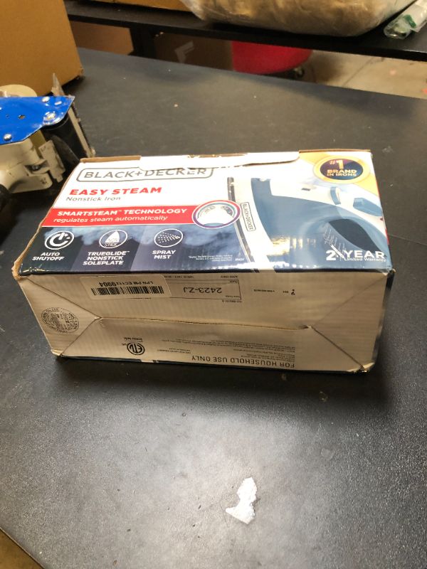 Photo 1 of BLACK+DECKER Easy Steam Compact Iron for Clothes, Automatic Shutoff, Nonstick Plate, Light Weight, 1200 Watts