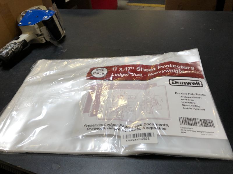 Photo 1 of Dunwell 11x17 Sheet Protectors Landscape - (25 Pack, Heavyweight), 11 x 17 Ledger Size Plastic Sleeves, 3 Hole Punched, Fits 3-Ring Binders, Clear Heavyweight Acid-Free Poly