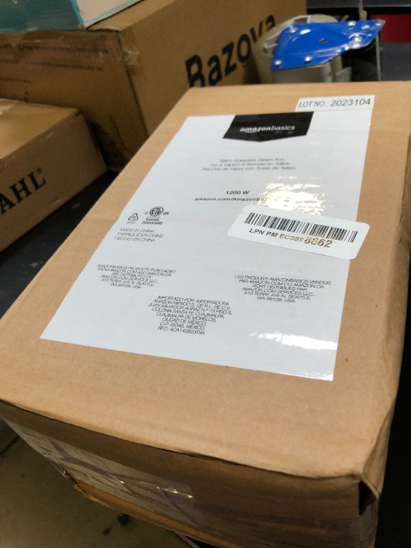 Photo 1 of Amazon Basics 1200W 10” Steam Iron, With Non-Stick Teflon Soleplate, 5 Fl Oz Water Tank (150 ML), Auto Shut-Off, Anti-Drip, Anti-Calcification, Thermostat, 6.5Ft Cord, Gray