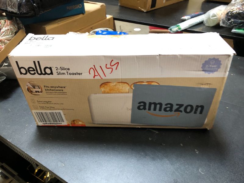 Photo 1 of bella 2 Slice Slim Toaster, Fits-anywhere™ Kitchenware, 6 Setting Shade Control with Reheat & Cancel Buttons, Removable Crumb Tray, 10” Long Slot, Anti Jam & Auto Shutoff, 900 Watt, Oatmilk