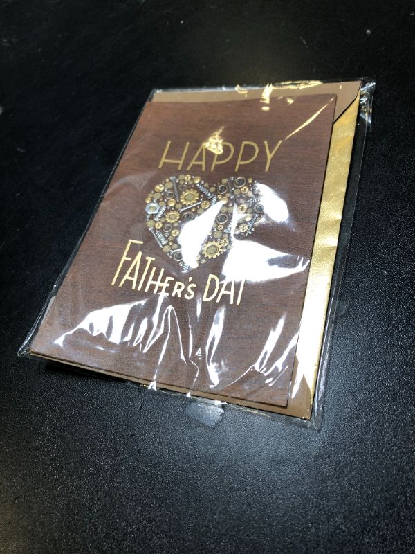 Photo 1 of Hallmark Signature Wood Fathers Day Card for Dad (Nuts and Bolts Heart) OPENED PKG
