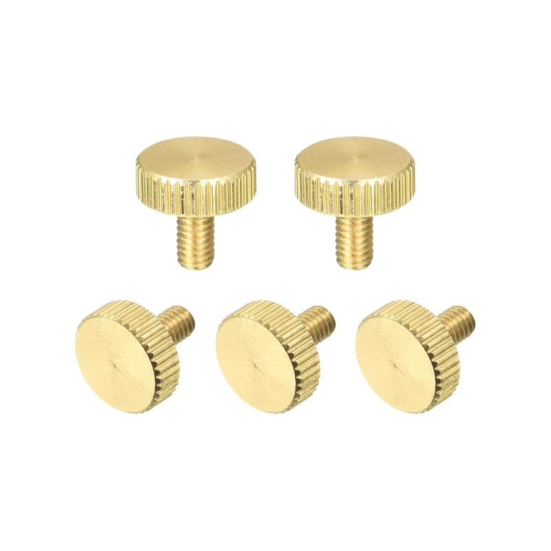 Photo 1 of uxcell Knurled Thumb Screws, M4x8mm Flat Brass Bolts Grip Knobs Fasteners for PC, Electronic, Mechanical 5Pcs