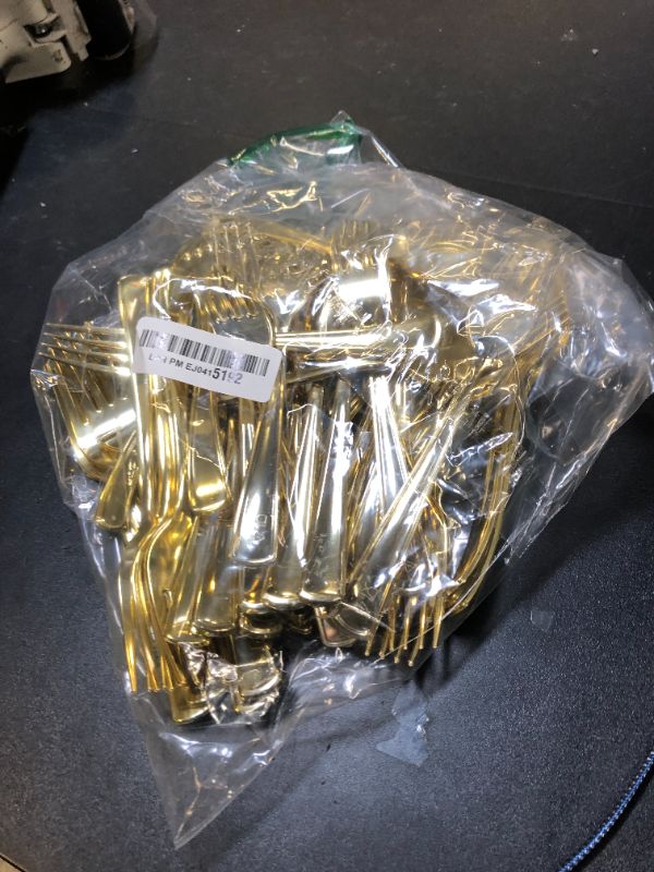 Photo 1 of Goodluck 50 Pack Gold Plastic Forks - Heavy Duty, Perfect for Weddings, Parties, Dinners and Thanksgiving