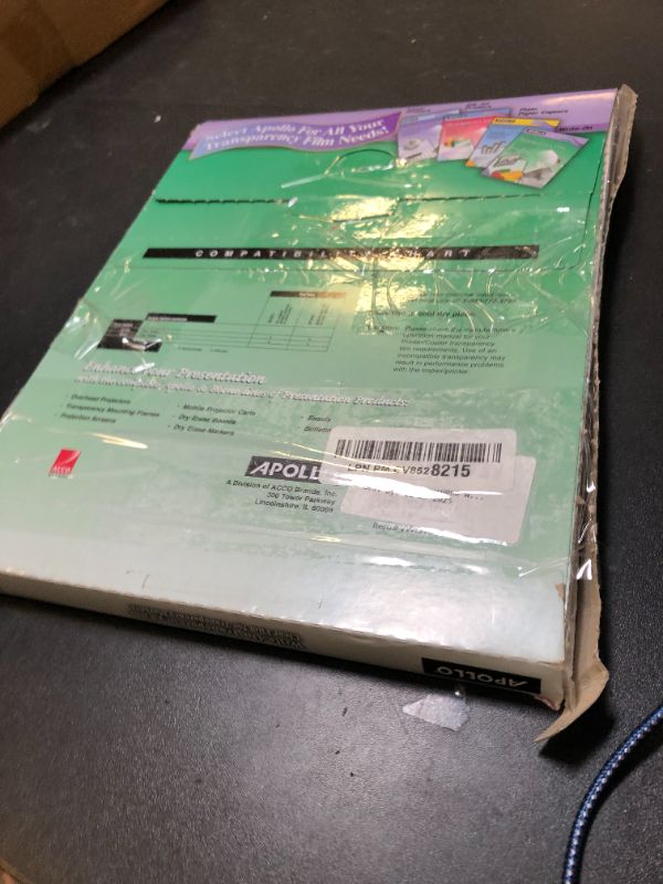Photo 1 of Apollo WO100CB Write-On Transparency Film, Letter Size, Clear, 100/Box