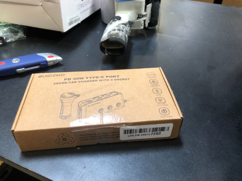 Photo 1 of EUGIZMO Cigarette Lighter Adapter, 222W 3 Socket Car Cigarette Lighter Plug USB Charger Multi Port 12V Car Plug Outlet Splitter with LED Voltage Display Independent Switches