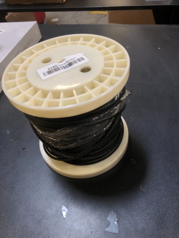 Photo 1 of HZIU Black 250 Ft T316 Stainless Steel Cable Wire Rope, Flexible and Rustproof, 7 x 7 Strands Construction, 1/8" for Deck, Stair and Fence Railing Systems