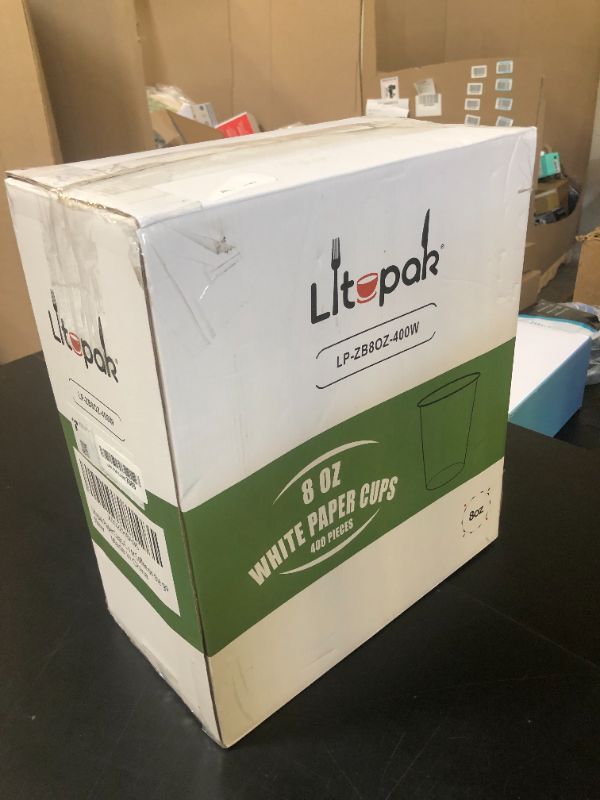 Photo 1 of LITOPAK 400 Pack 8 oz Disposable Paper Coffee Cup, Hot/Cold Beverage Drinking Cups for Water, Paper Coffee Cups, White Paper Hot Coffee Cups, Suitable for Party, Picnic, Travel, and Events