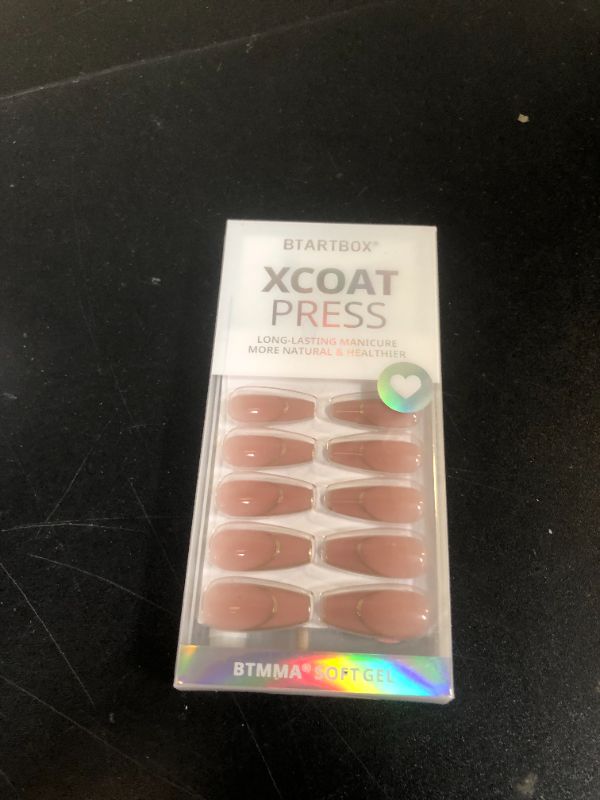 Photo 1 of BTArtbox Press on Nails Long - Rose Gold Outline Designed French Tip Press on Nails, Coffin Glue On Nails, Reusable Soft Gel Stick On Nails with Nail Glue in 15 Sizes, Gilded French
