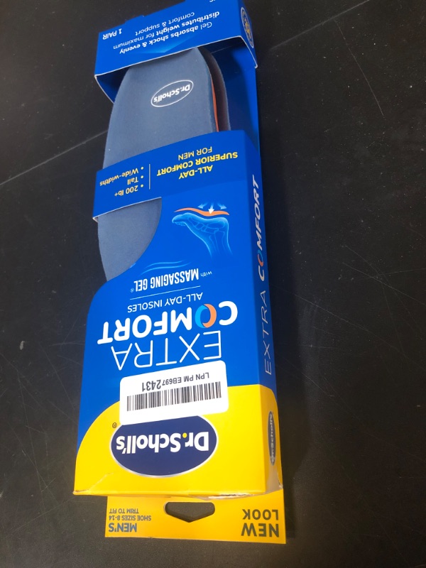 Photo 1 of Dr. Scholl’s Extra Comfort Support Insoles Men, Size 8-14, 1 Pair: All-Day Comfort Shoe Inserts with Massaging Gel for Big & Tall Men, 200lbs+, Wide Feet - Arch Support Inserts for Men, Trim to Fit