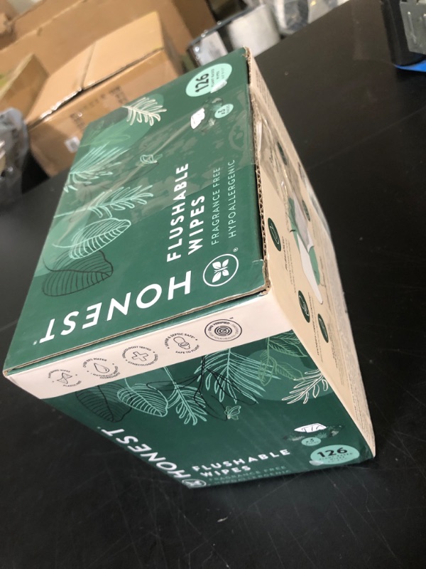 Photo 1 of The Honest Company Flushable Wipes for Sensitive Skin | Fragrance Free, Hypoallergenic, 99% Water, Safe to Flush | Tropical Leaves, 126 Count