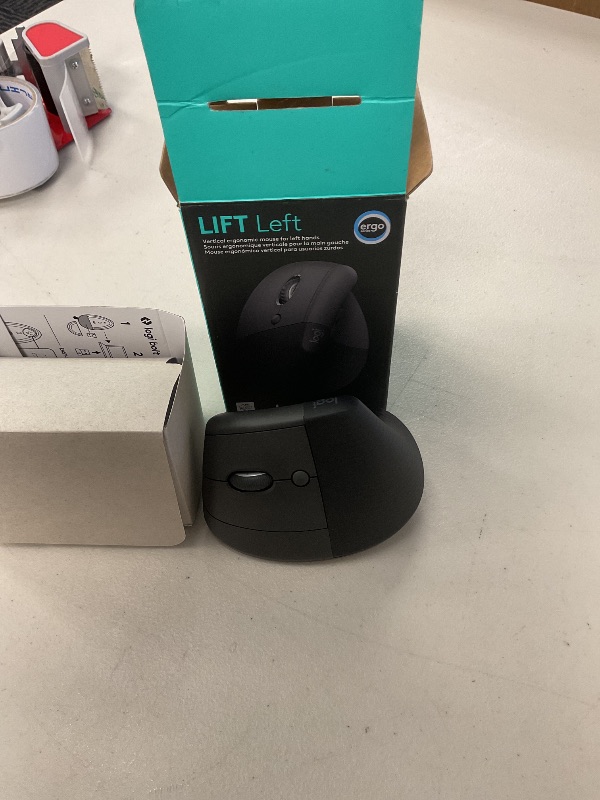 Photo 1 of Logitech Lift Vertical Ergonomic Mouse, Wireless Bluetooth or USB Receiver, Quiet Clicks, 4 Buttons, Left Hand Wireless Mouse, Windows/macOS/iPadOS, Laptop, PC - Graphite