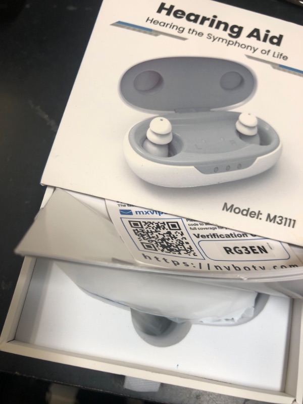 Photo 1 of OTC Hearing Aids for Seniors - Hearing Aids with Digital Chips, Supermini Rechargeable Hearing Amplifiers Invisible with 16-Channel Sound Processing 3 Volume and 80H Wireless Charging Case (White)