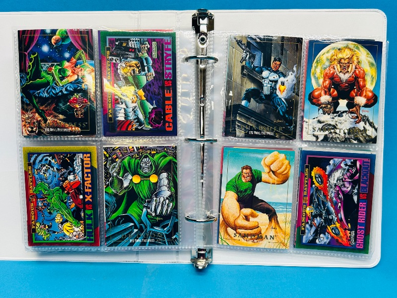Photo 1 of 025003…final sale no returns/refunds- 120 mixed Marvel trading cards in binder