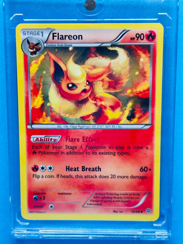 Photo 1 of 025013…Flareon Pokémon card in hard plastic case 