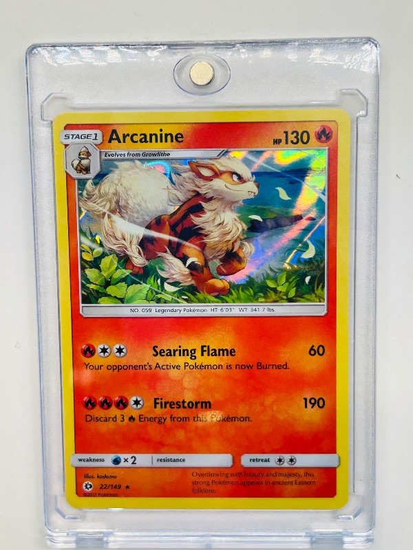 Photo 1 of 025014…Arcanine holo Pokémon card in hard plastic case 