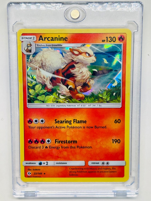 Photo 1 of 025014…Arcanine holo Pokémon card in hard plastic case 