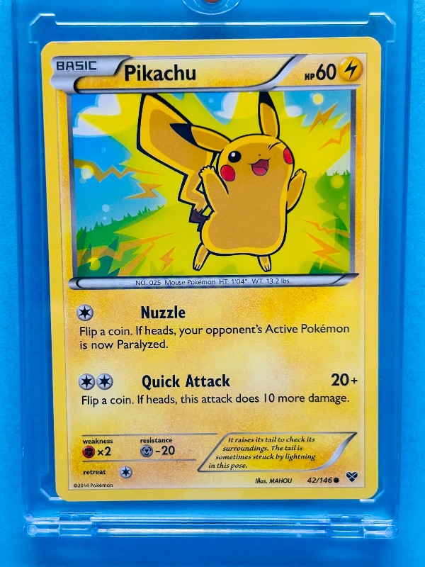 Photo 1 of 025017…Pikachu Pokémon card in hard plastic case 