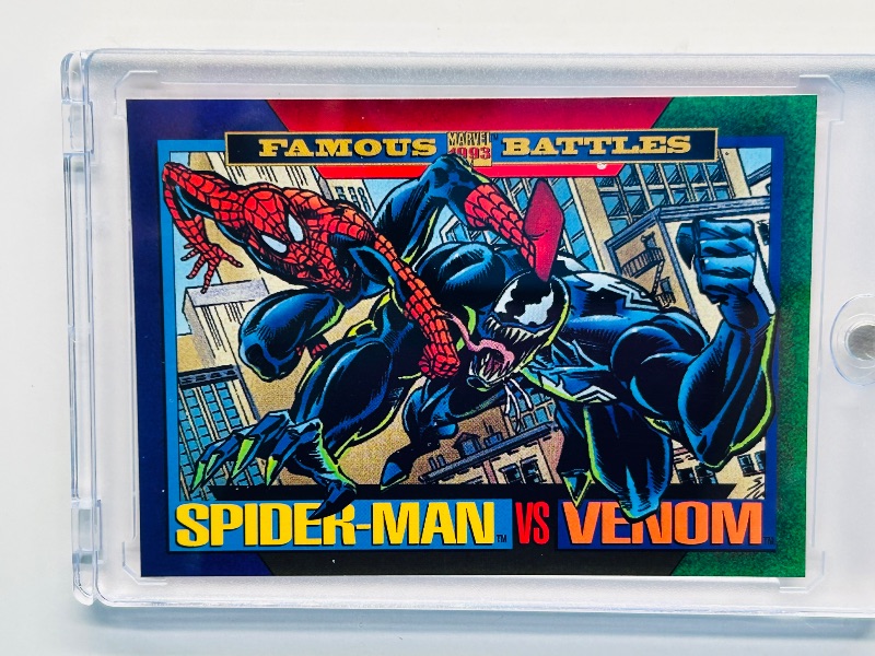 Photo 1 of 025026…Spider-Man vs. Venom card 152 in hard plastic case famous battles