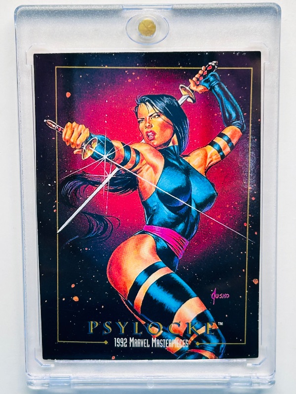 Photo 1 of 025032…Marvel Masterpieces Psylocke card 65 in hard plastic case