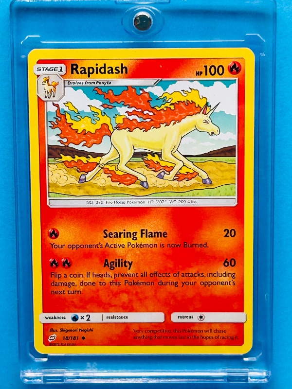 Photo 1 of 025036…Rapidash  Pokémon card in hard plastic case