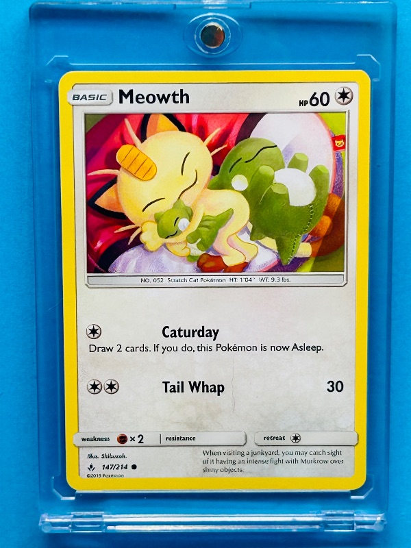 Photo 1 of 025038…Meowth  Pokémon card in hard plastic case