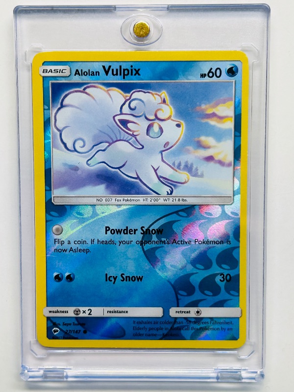 Photo 1 of 025039…Alolan Vulpix reverse holo Pokémon card in hard plastic case
