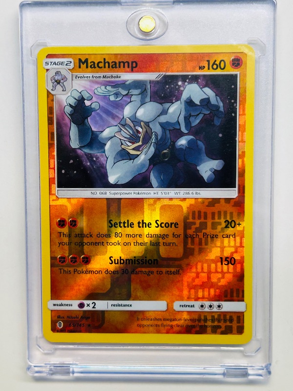 Photo 1 of 025041…Machamp reverse holo  Pokémon card in hard plastic case