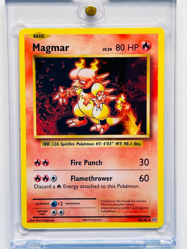 Photo 1 of 025047…Magmar  Pokémon card in hard plastic case