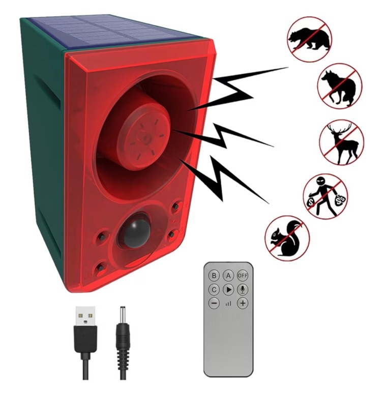 Photo 1 of 025056…motion solar alarm-130db gunshot dog barking sound-2 pack