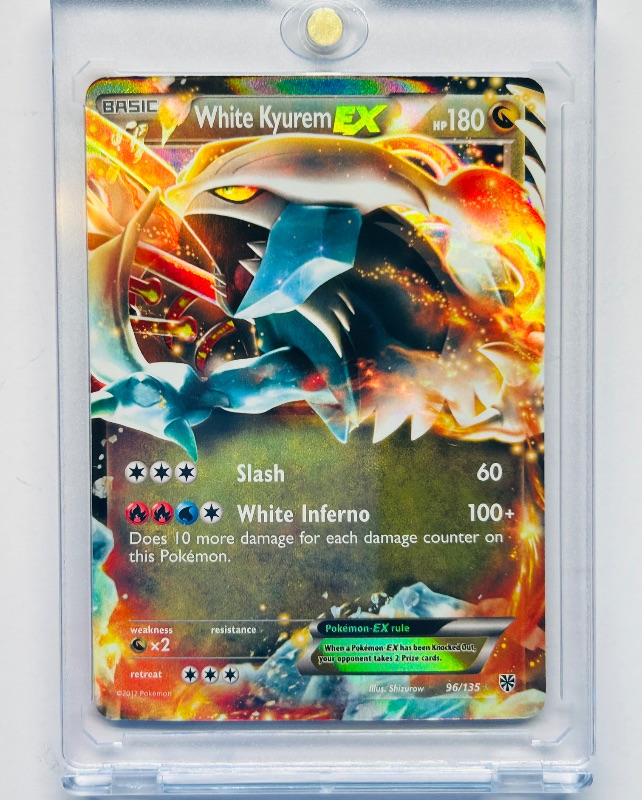 Photo 1 of 025067…Pokémon holo white Kyurem EX card in hard plastic case