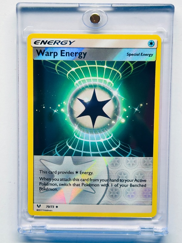 Photo 1 of 025069… Pokémon reverse holo Energy warp card in hard plastic case