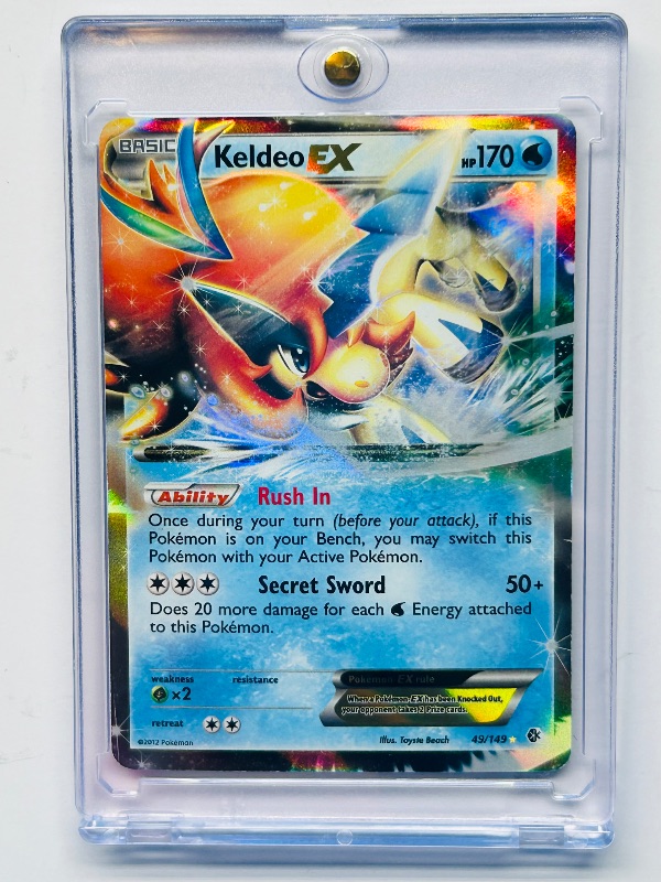 Photo 1 of 025074… Pokémon holo Keldeo EX card in hard plastic case