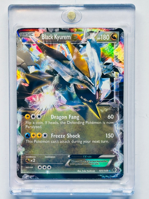 Photo 1 of 025075… Pokémon holo Black Kyurem  EX  card in hard plastic case