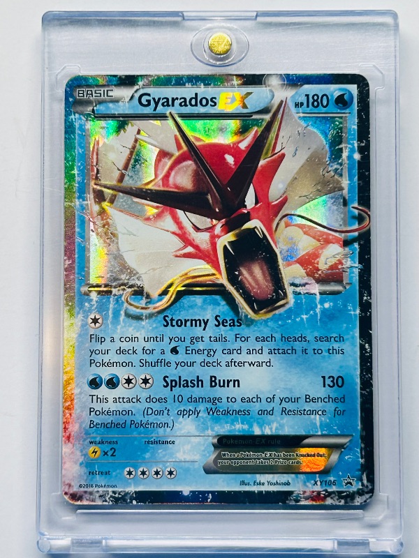 Photo 1 of 025079… Pokémon holo Gyarados EX card in hard plastic case