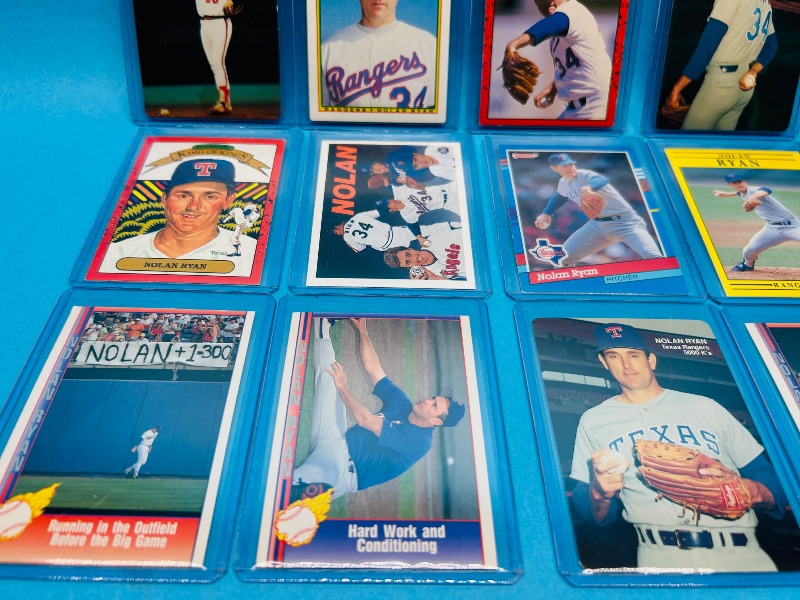 Photo 1 of 025082…15 Nolan Ryan cards in hard plastic sleeves 