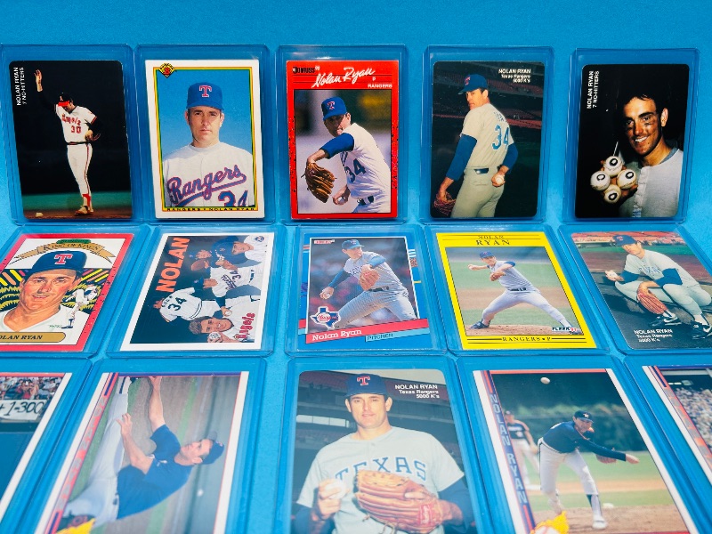 Photo 1 of 025082…15 Nolan Ryan cards in hard plastic sleeves 