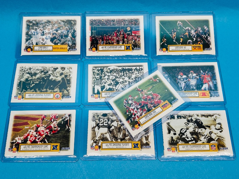 Photo 1 of 025083…1-10 NFL Super Bowl cards in hard plastic sleeves 
