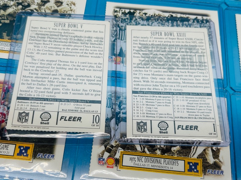 Photo 1 of 025084… 1-10 NFL Super Bowl cards in hard plastic sleeves 