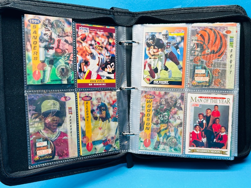 Photo 1 of 025087… final sale no returns/refunds-160 mixed football cards(many 3-D) in binder