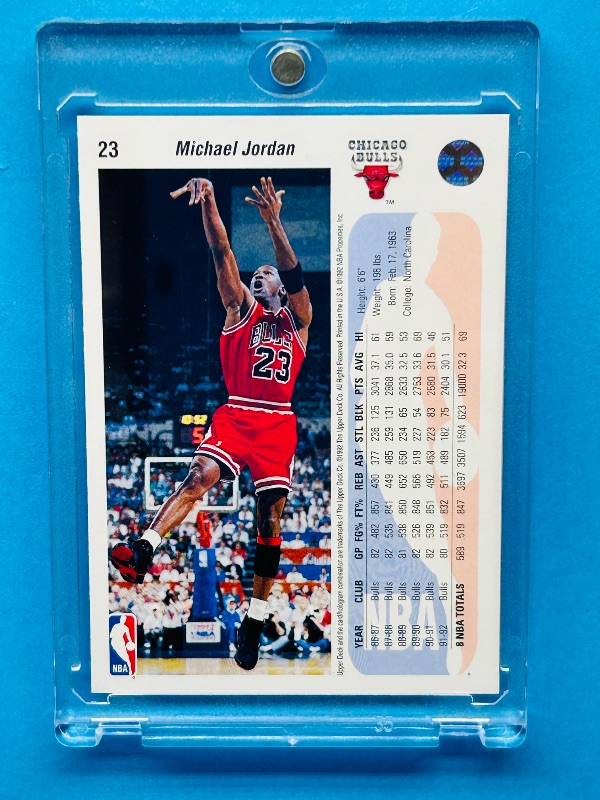 Photo 1 of 025107…Michael Jordan card 23  in hard plastic case
