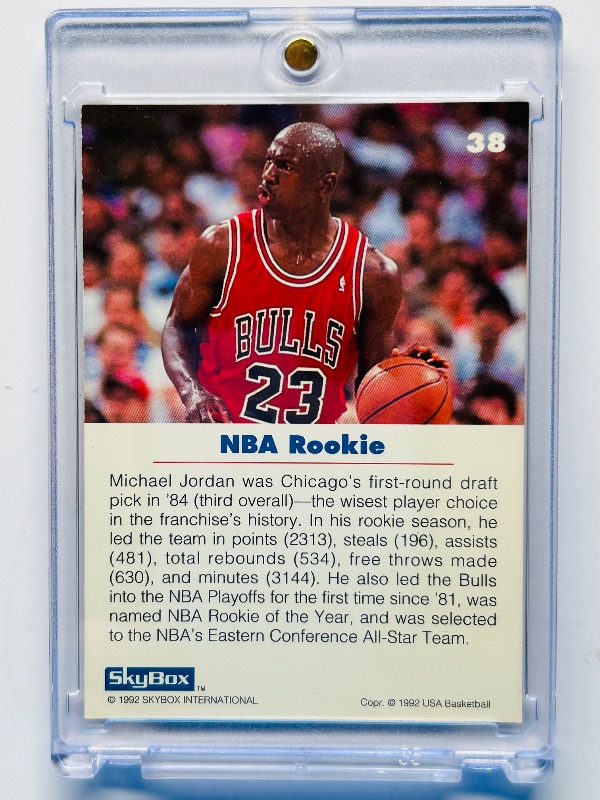 Photo 1 of 025110… Michael Jordan card 38 in hard plastic case