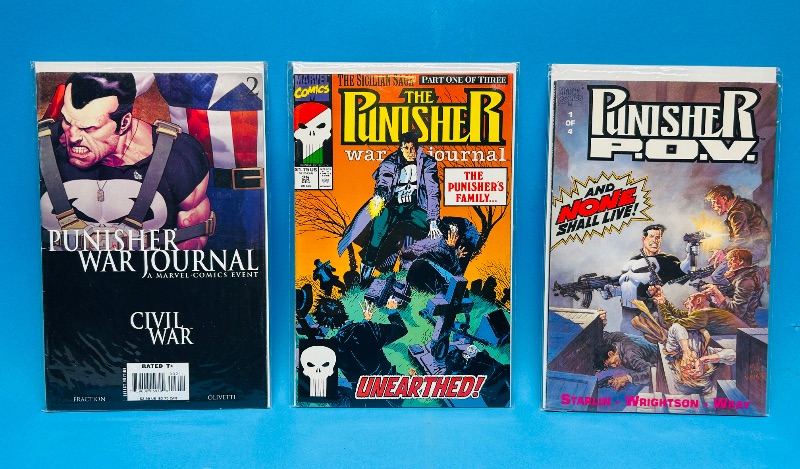 Photo 1 of 025128…3 punisher  comics in plastic sleeves 