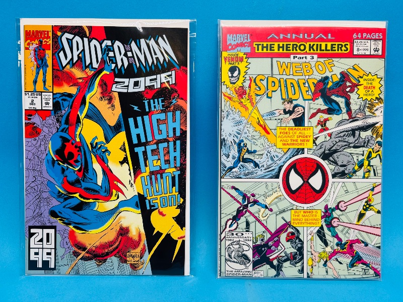 Photo 1 of 025138…2 Spider-Man  comics in plastic sleeves 