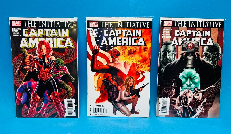 Photo 1 of 025145…3 captain America  comics in plastic sleeves 