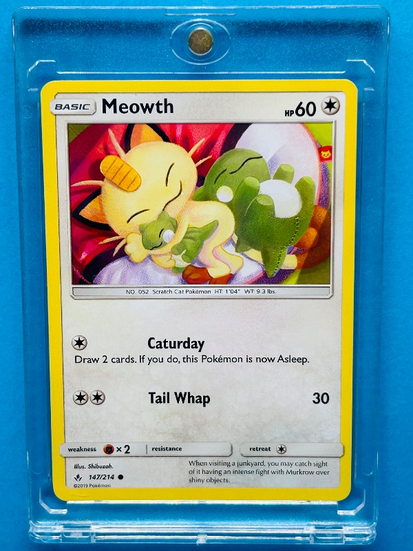 Photo 1 of 025152…Meowth  Pokémon card in hard plastic case 