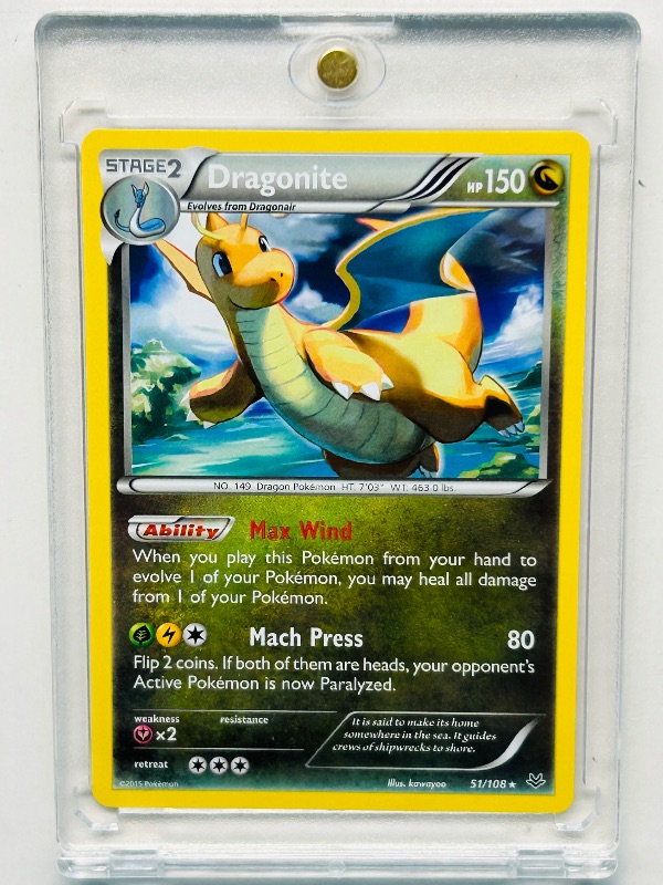 Photo 1 of 025153…Dragonite  Pokémon card in hard plastic case 