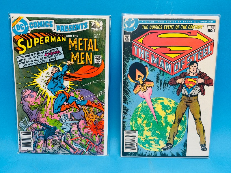 Photo 1 of 025167…2 vintage Superman comics in plastic sleeves 